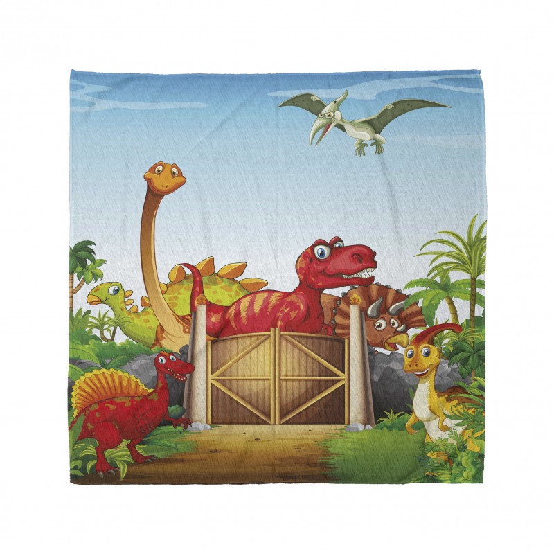 Cartoon Dinosaurs in Park Bandana