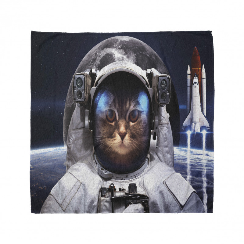 Uzay Bandana Astronot Kedi ve Roket