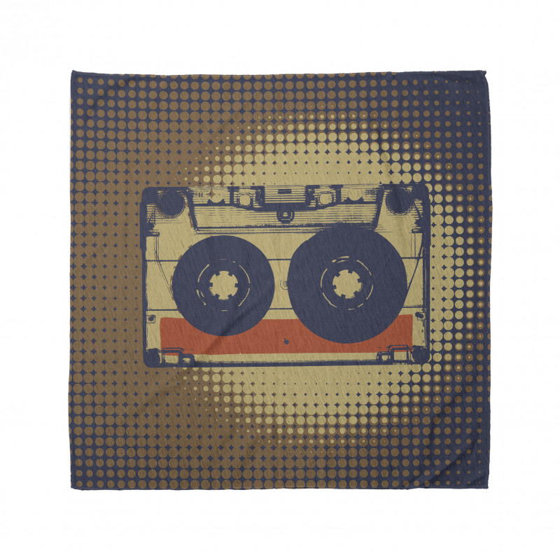 Retro Bandana Mavi Kaset Desenli