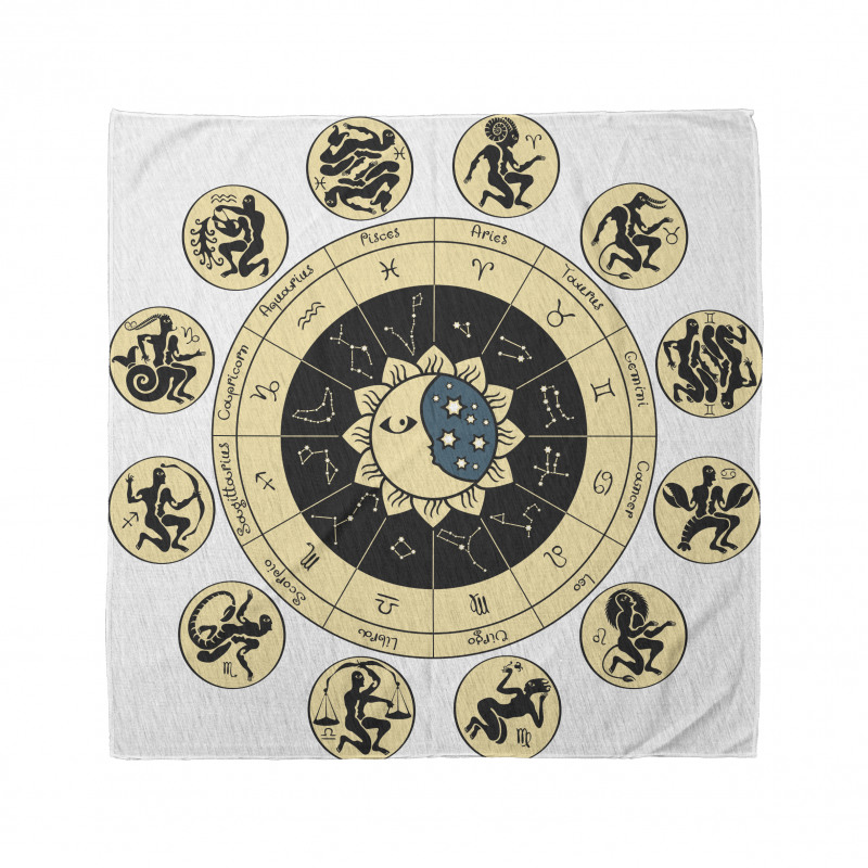 Astroloji Bandana Siyah Burçlar Desenli