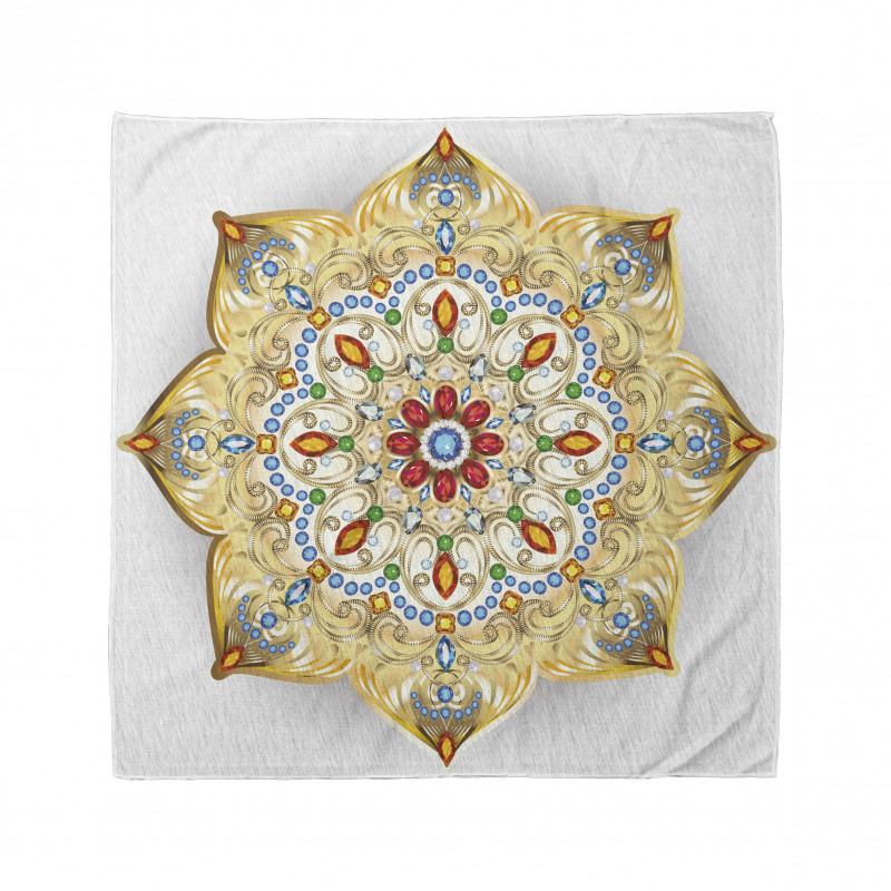 Soyut Bandana Taşlı Çiçek Desenli