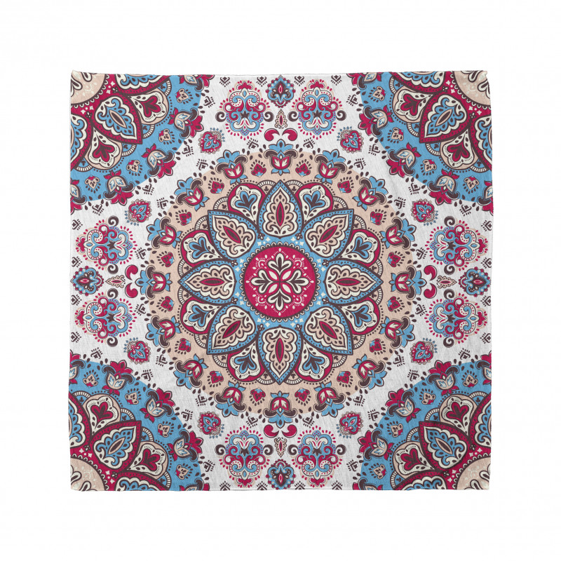 Boho Bandana Pembe ve Mavi Çiçekli