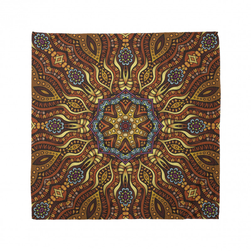 Boho Bandana Kahve Mavi Çiçekli