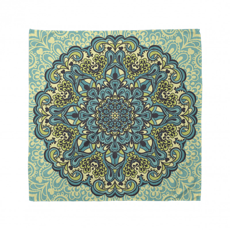 Mandala Bandana Mavi ve Siyah Çiçekli