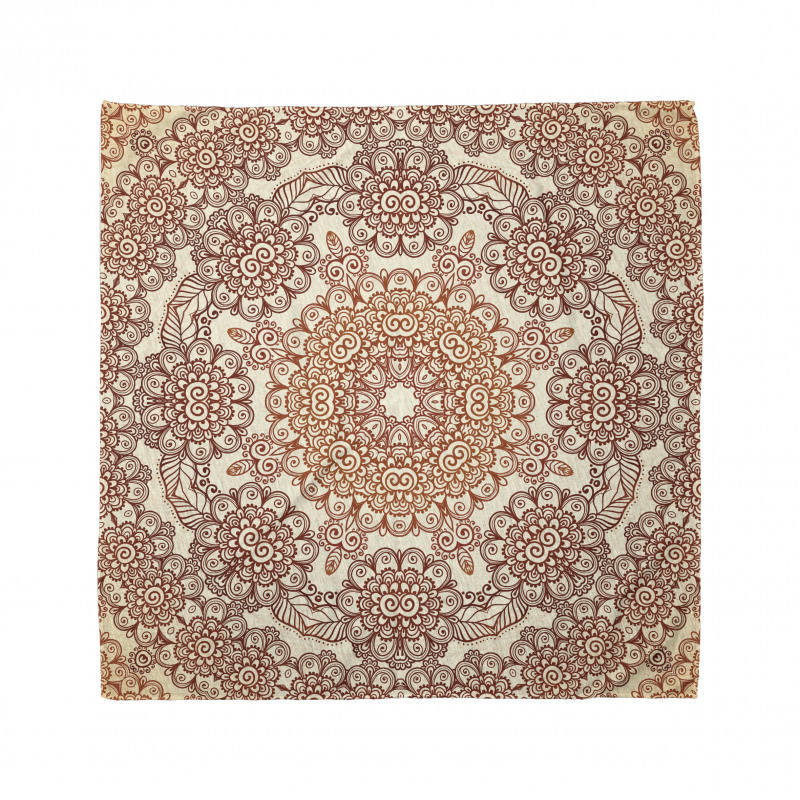 Mandala Bandana Kahverengi Çiçekler