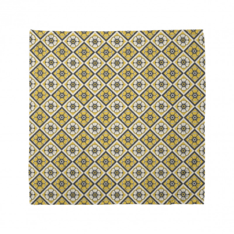 Yellow Tile Flowers Bandana