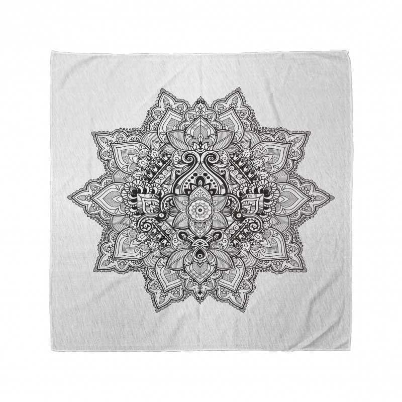 Etnik Bandana Siyah Beyaz Dantel Esintili Mandala