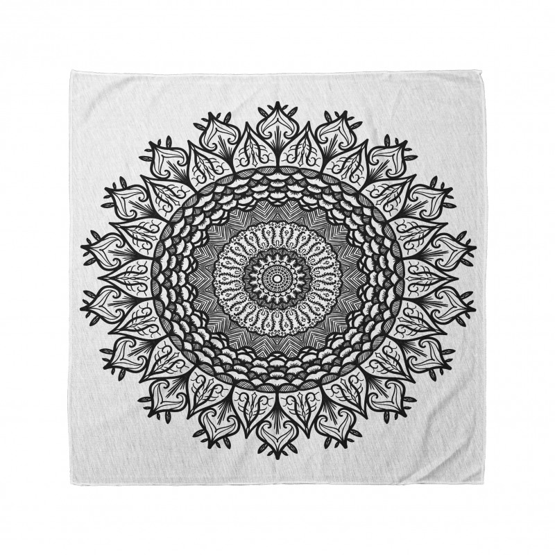 Etnik Bandana Beyaz Siyah Mandala