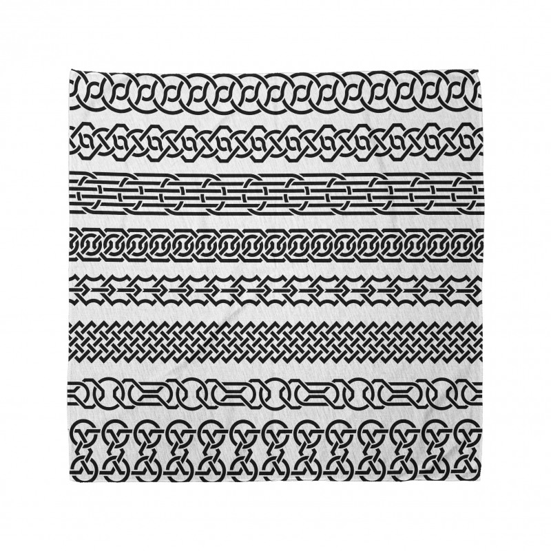 Soyut Bandana Renksiz Geometrik Formlu Tribal Desenli