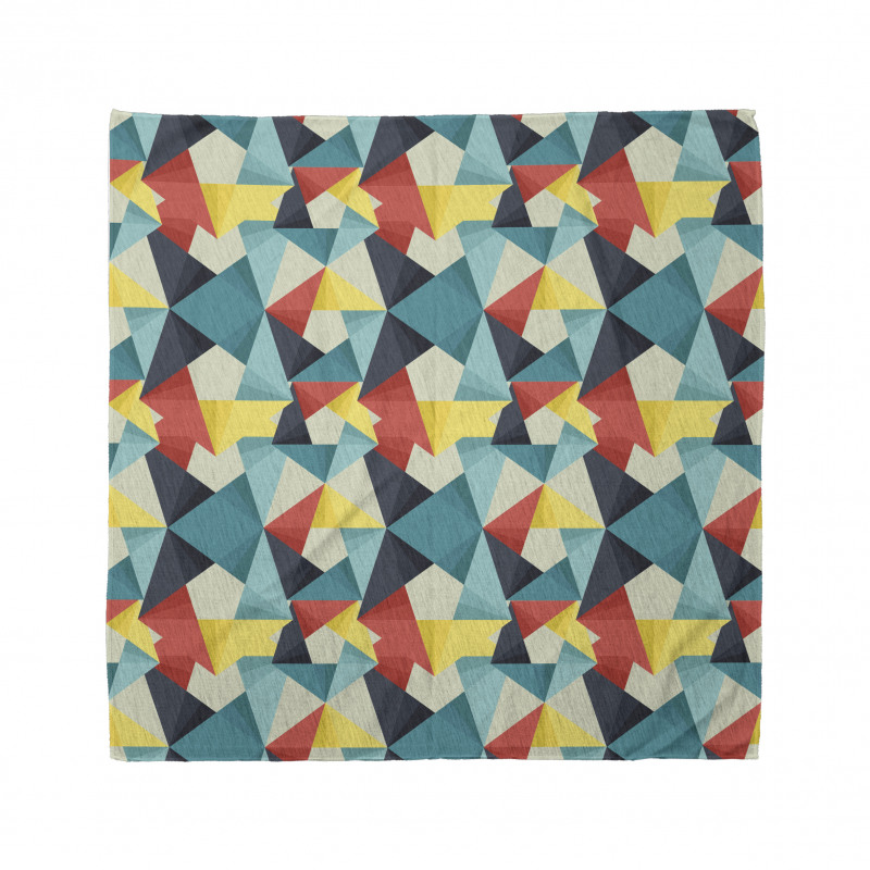 Geometrik Bandana Mavi Kırmızı Üçgenler