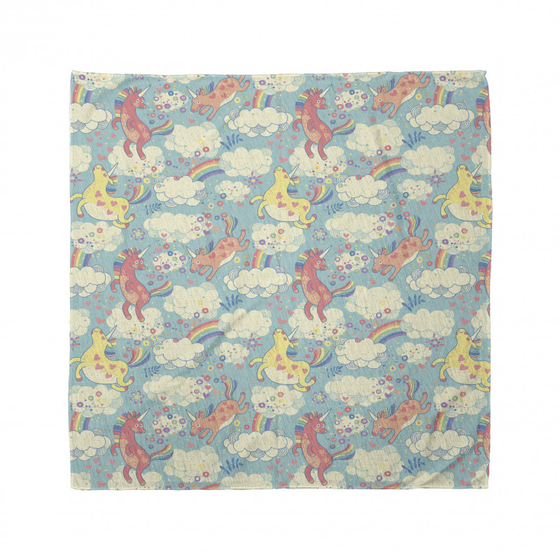 Rainbow Unicorns in Sky Bandana