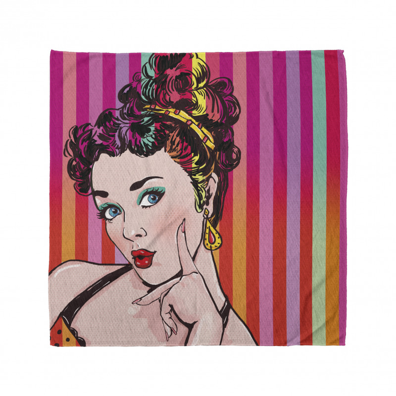 Retro Bandana Pin Up Kızı Desenli