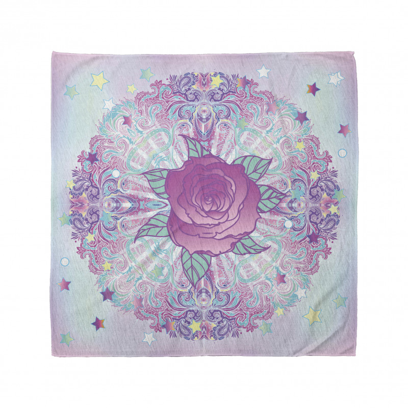 Çiçekli Bandana Mor Floral Çiçek Desenli