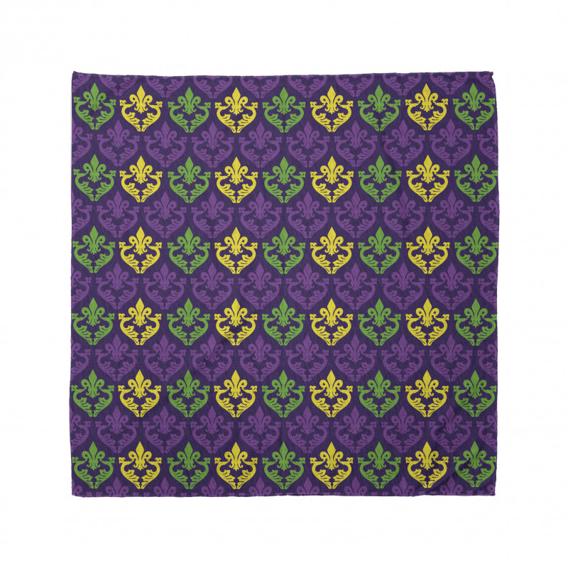 Retro Bandana Mor Sarı Yeşil Damask