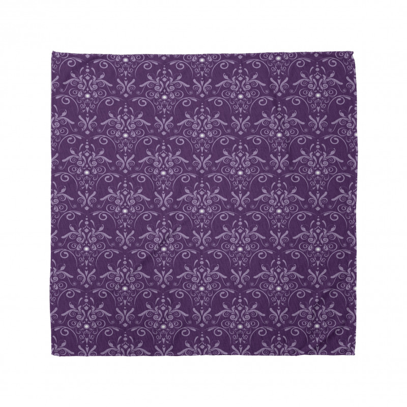 Çiçekli Bandana Mor Damask Desenli