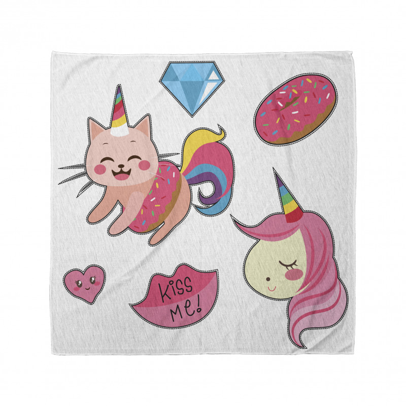 Tatlı Bandana Pembe Unicorn ve Kedi