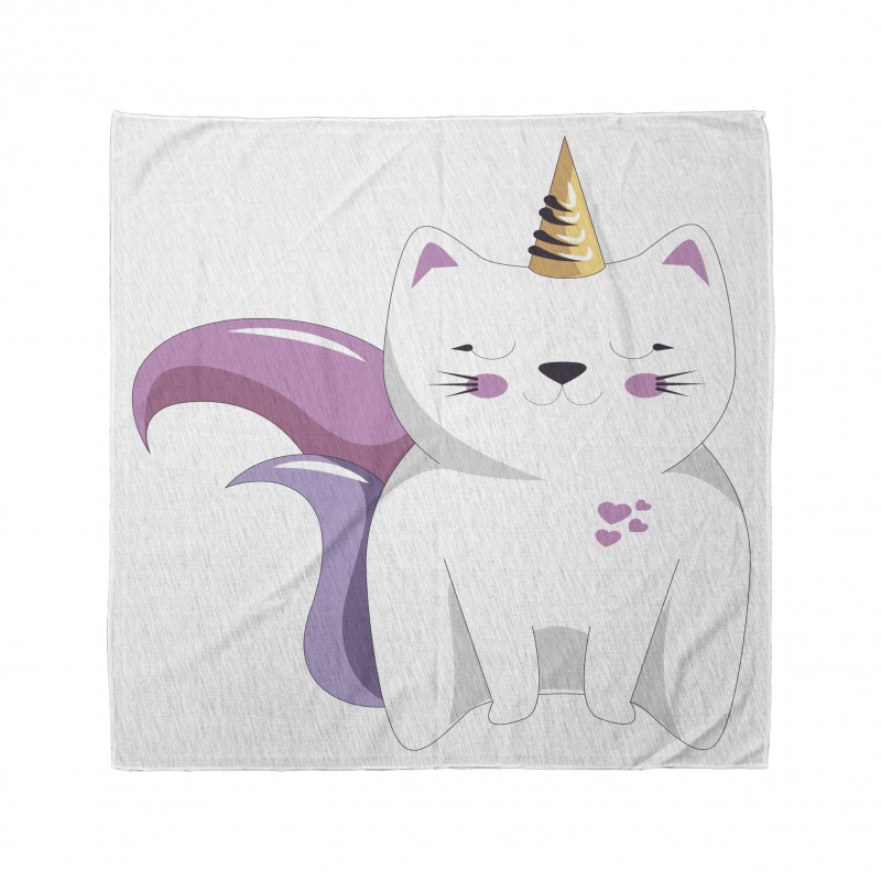 Sevimli Bandana Beyaz Kedi Unicorn