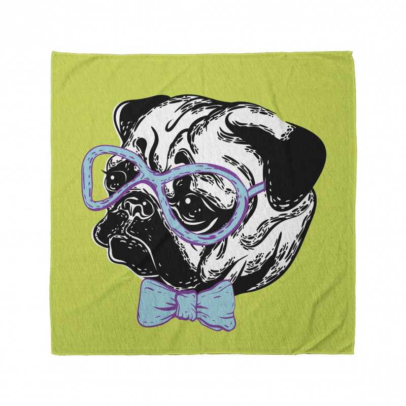 Pug Köpek Bandana Mavi Mor Gözlüklü Sevimli Yüzlü Hayvan