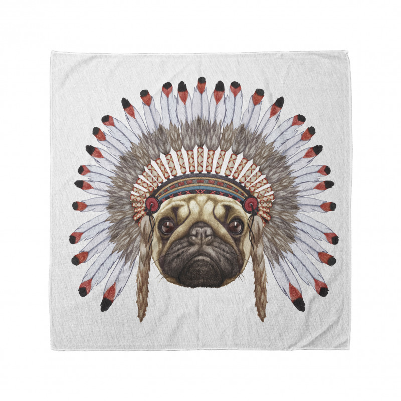 Pug Köpek Bandana Kızılderili Başlıklı Sevimli Yüzlü Hayvan