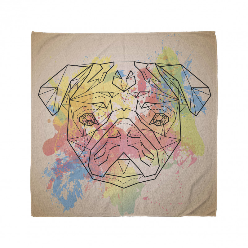 Hayvan Bandana Geometrik Pug Köpek Portresi Pembe Mavi Fon