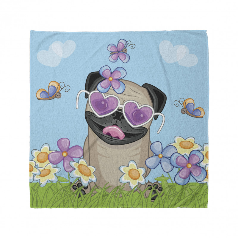 Puppy on the Field Flowers Bandana