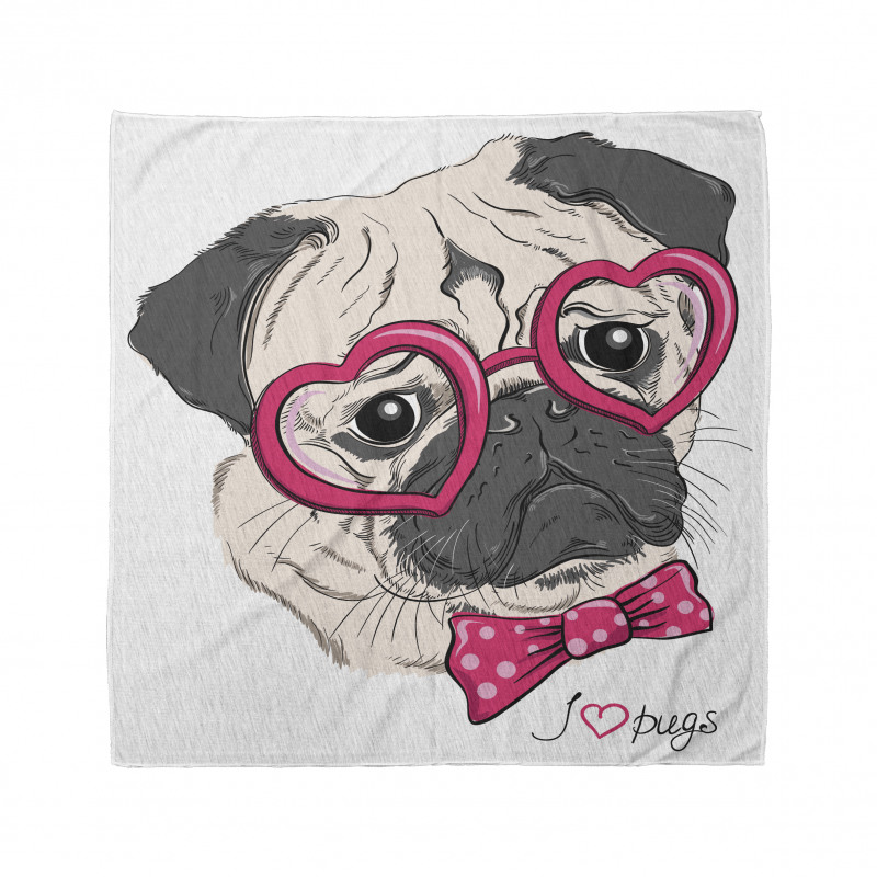 Hayvan Bandana Pembe Gözlüklü Papyonlu Hipster Pug Köpek