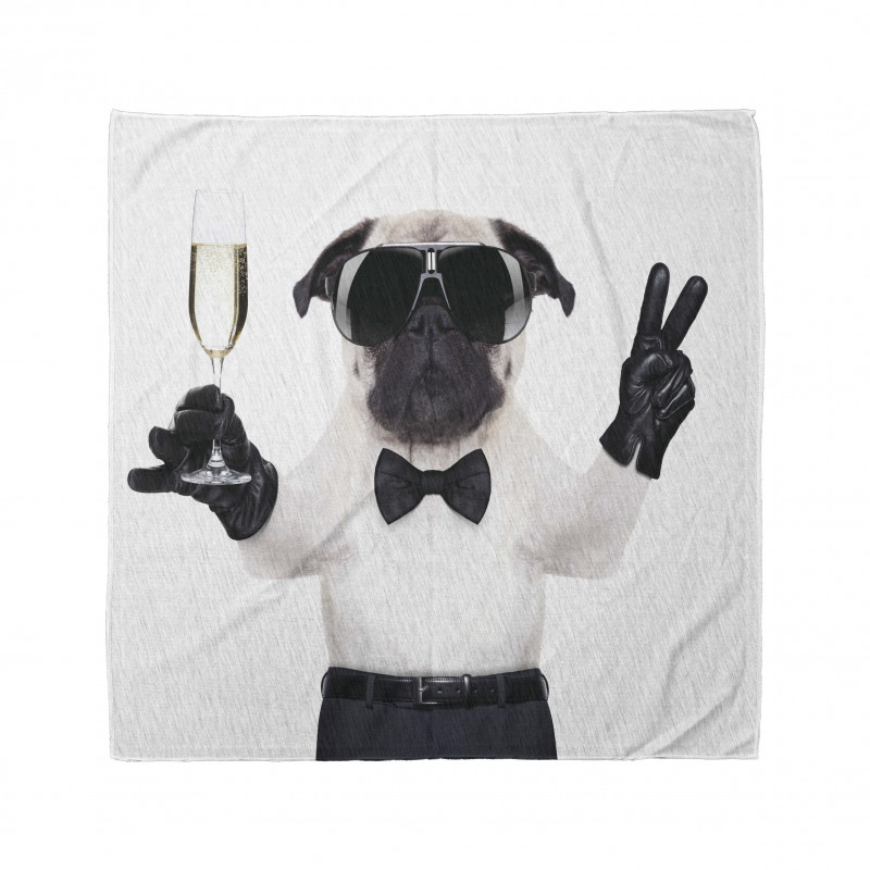 Pug Köpek Bandana Barmen Kostümlü Gözlüklü Küçük Hayvan