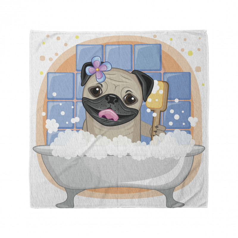 Pug Köpek Bandana Küvette Sevimli Komik Köpüklü Hayvan 