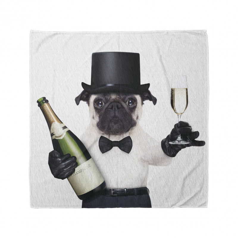 Pug Köpek Bandana Barmen Kılığında Papyonlu Minik Hayvan