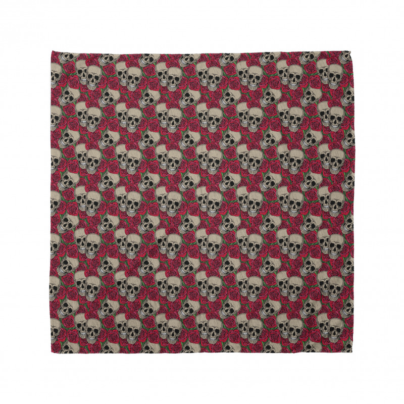 Skulls Red Blossoms Retro Bandana