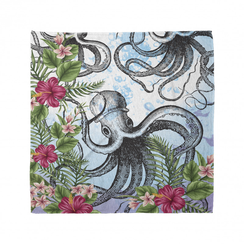 Tropic Hibiscus and Octopus Bandana