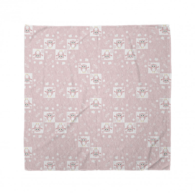 Pink Owls Birds Floral Bandana