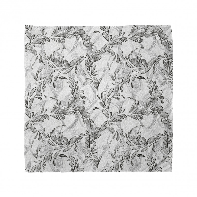 Monochrome Sketch Leaf Bandana