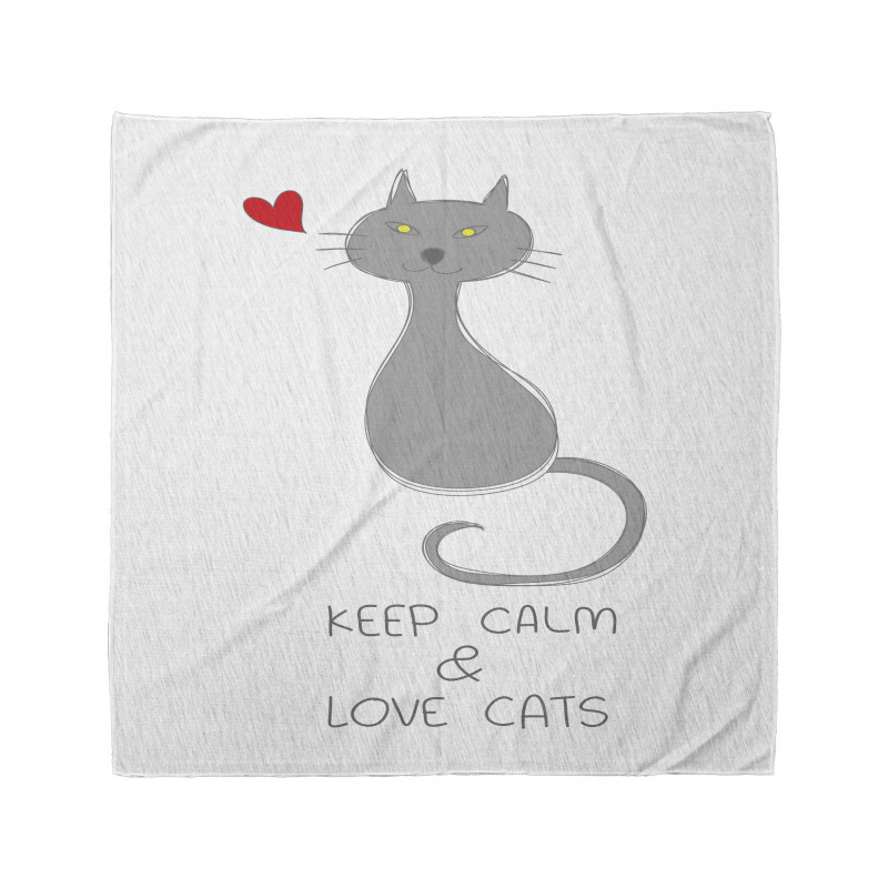 Grey Cat Red Heart Bandana