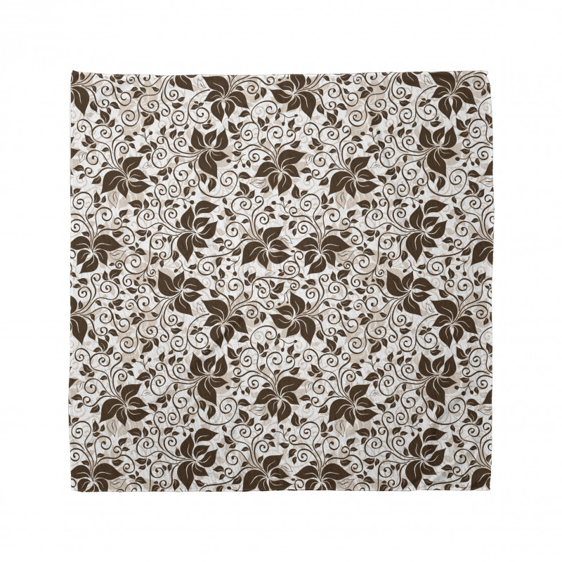 Brown Flower Leaves Bandana