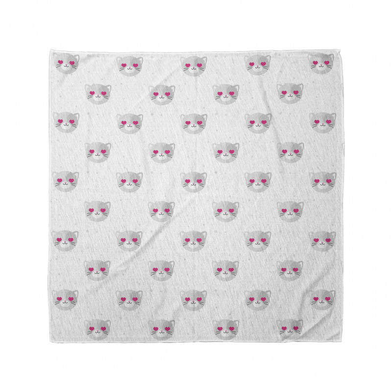 Kitty Faces Pink Hearts Bandana