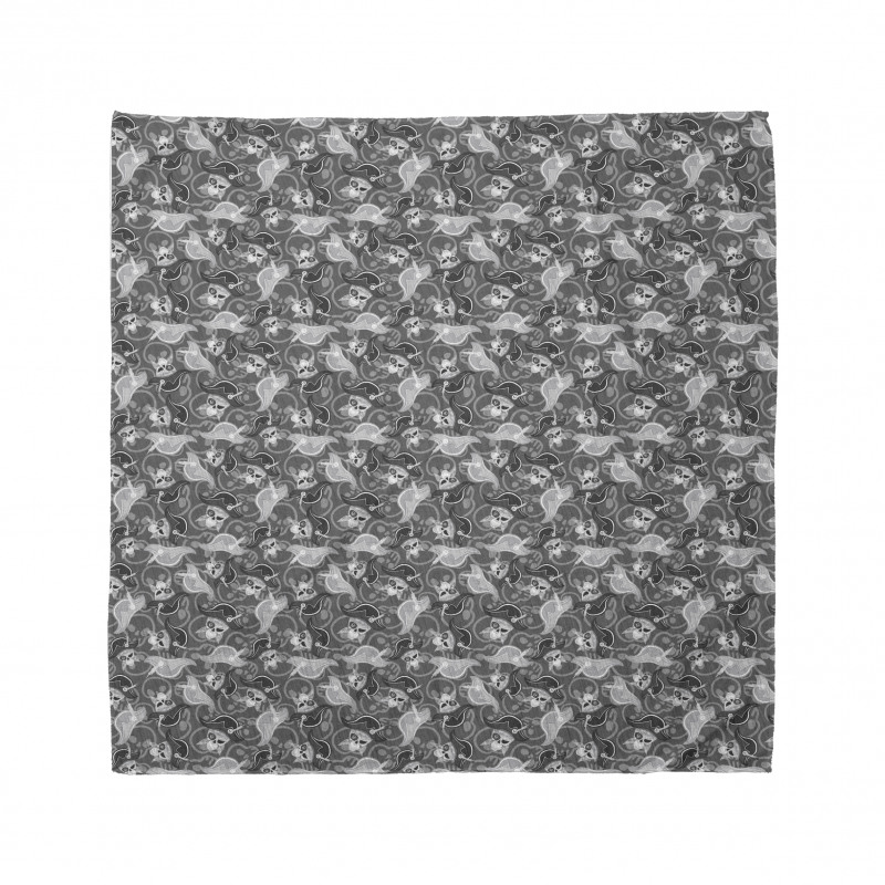 Greyscale Skulls Doodle Bandana