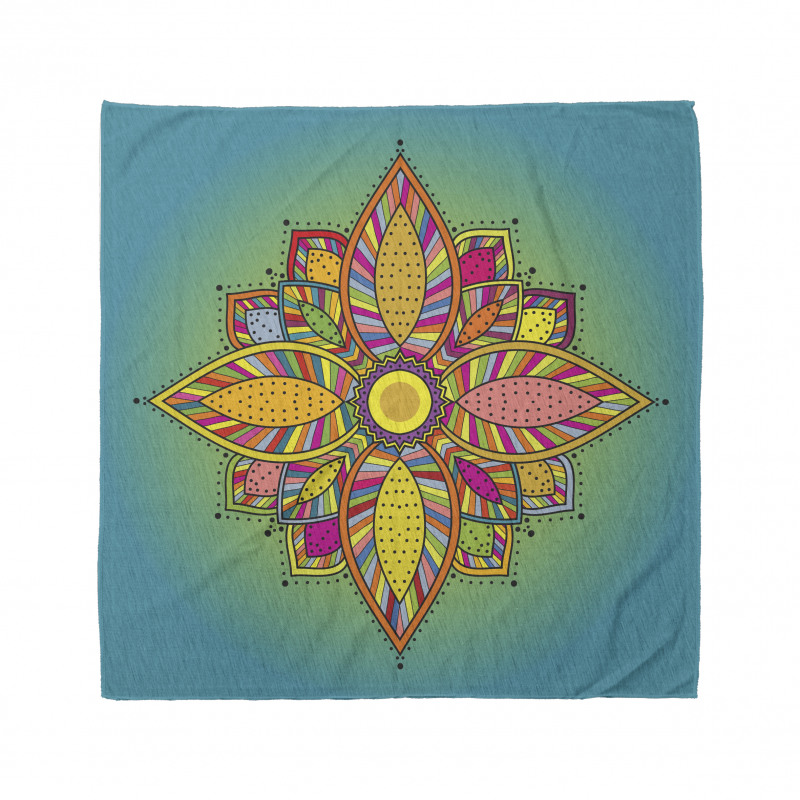 Mandala Bandana Mavi Geçişli Arka Planda Sanatsal Çizim