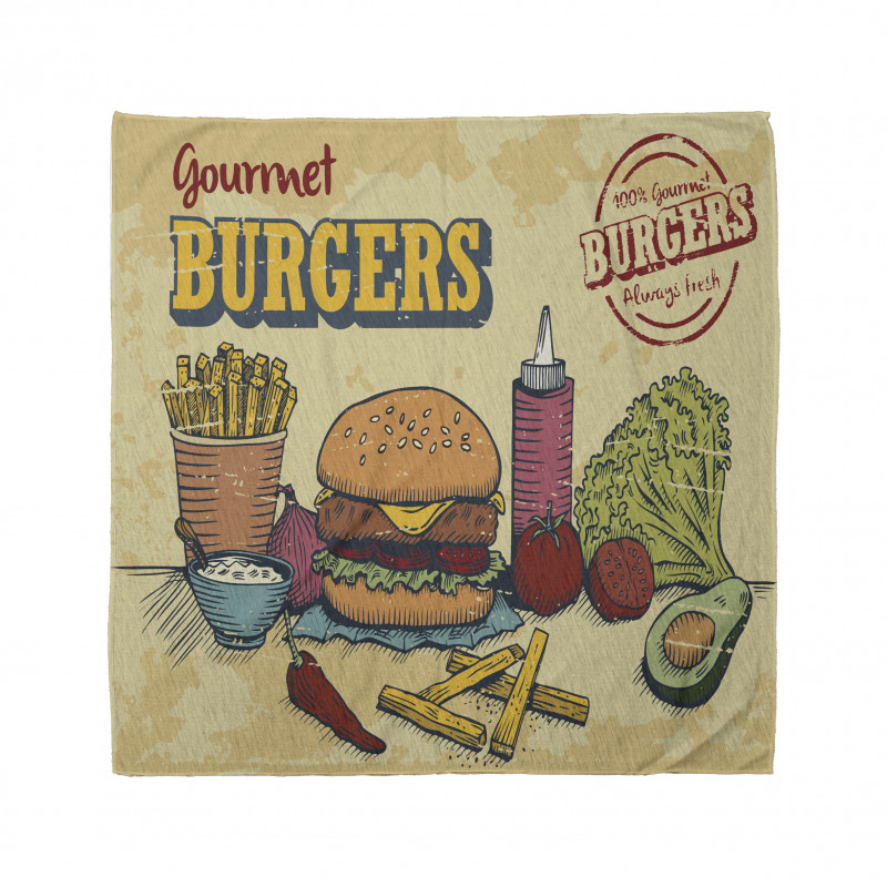 Hazır Yiyecek Bandana Retro Gurme Hamburger Yazılı Menü