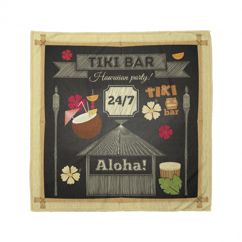 Hawaii Bandana Tatil Yerindeki Tiki Bar Alkollü Afiş Model