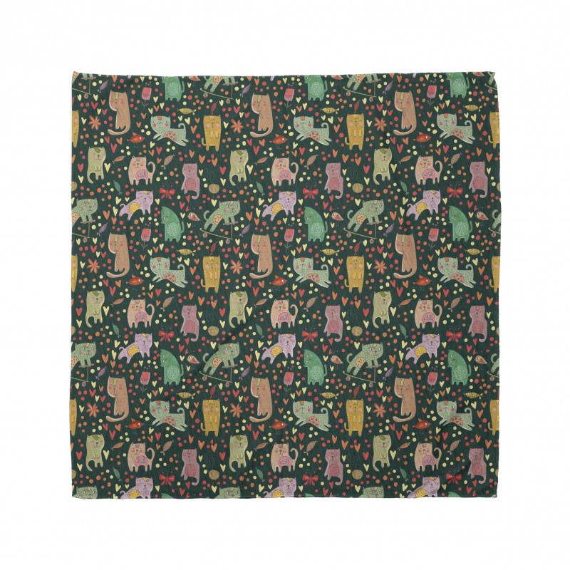 Cartoon Feline Animal Bandana