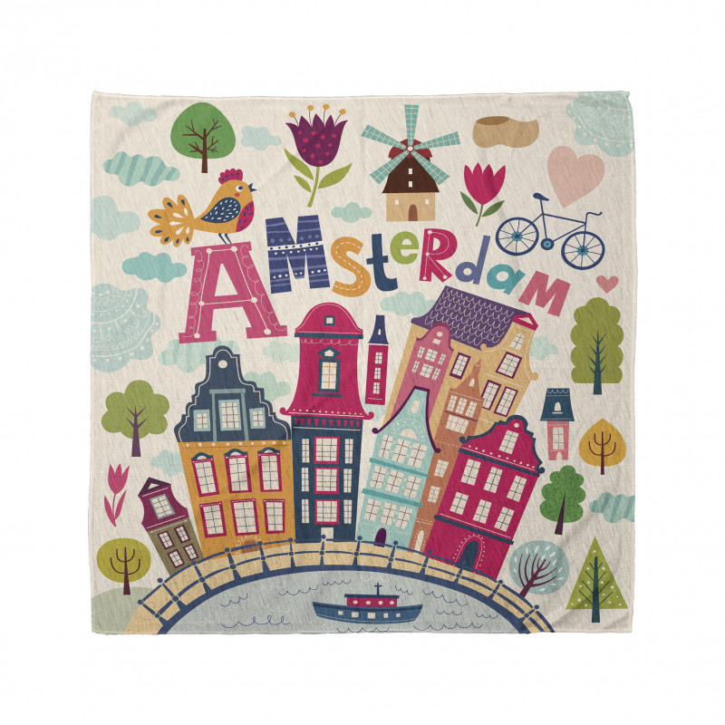 Cartoon Amsterdam Houses Bandana