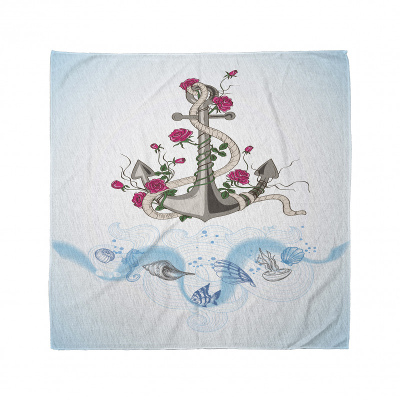 Anchor with Roses Shells Bandana