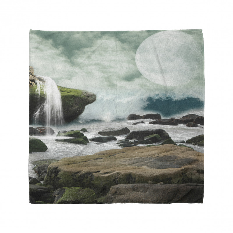 Waterfall Foggy Full Moon Bandana