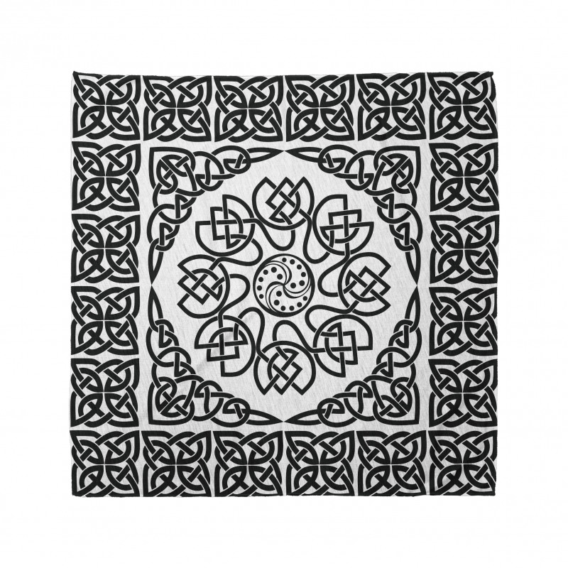 Sanat Bandana Etnik Örgü Desenleri Ortasında Çiçek Motifi