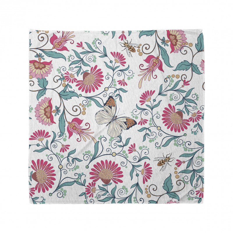 Vintage Floral Art Insects Bandana