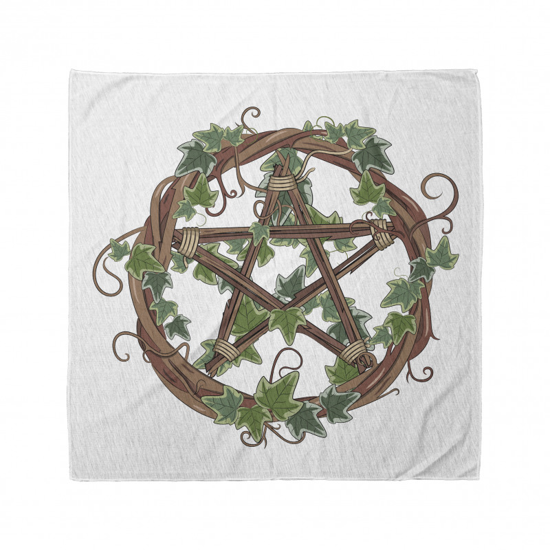 Yıldız Bandana Etrafı Yapraklarla Donatılmış Pentagram