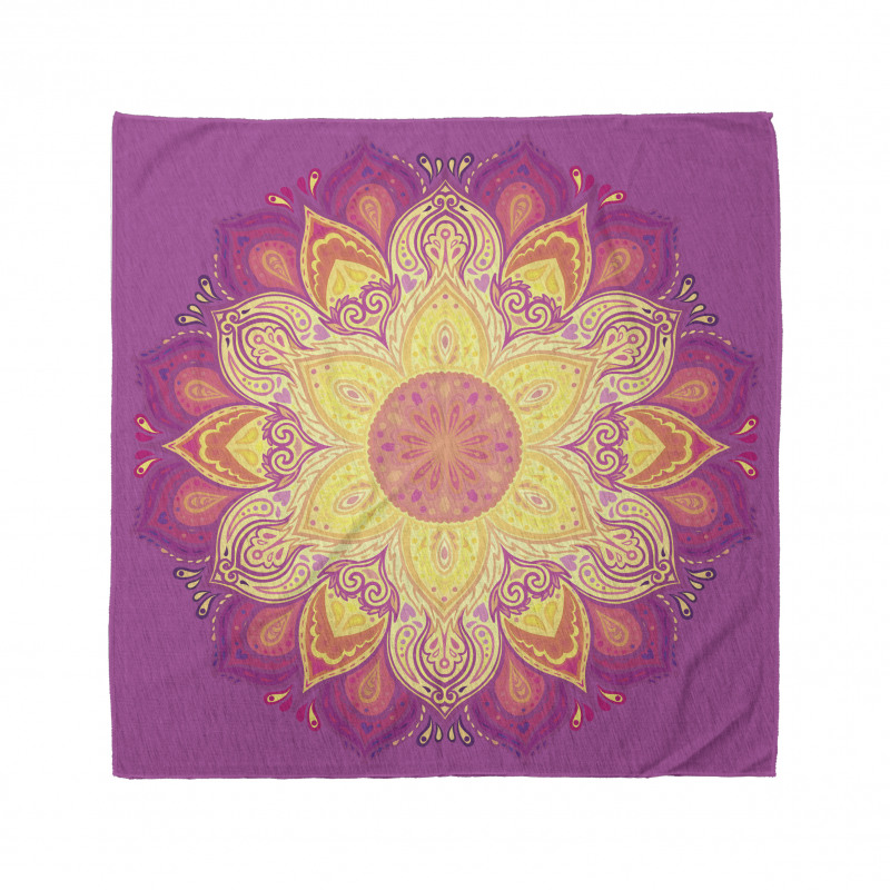 Mandala Bandana Çiçek Benzeri Süslenmiş Pembe Mor Tonları