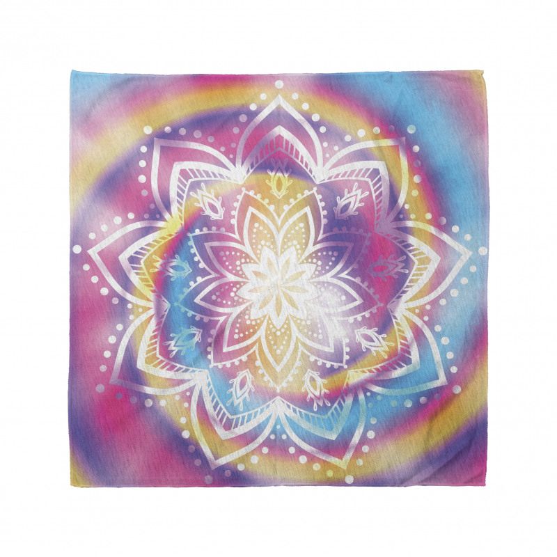 Hippi Bandana Rengarenk Pastel Arka Planda Çiçek Motifi