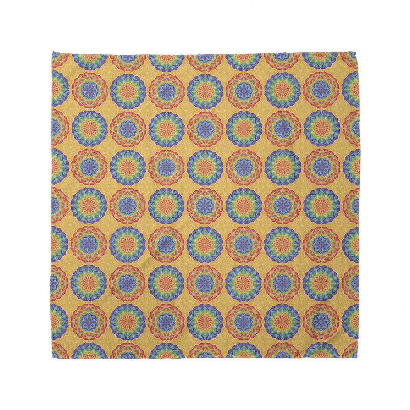 Mandala Bandana Rengarenk Çeşitli Şekillerden Oluşan Motif